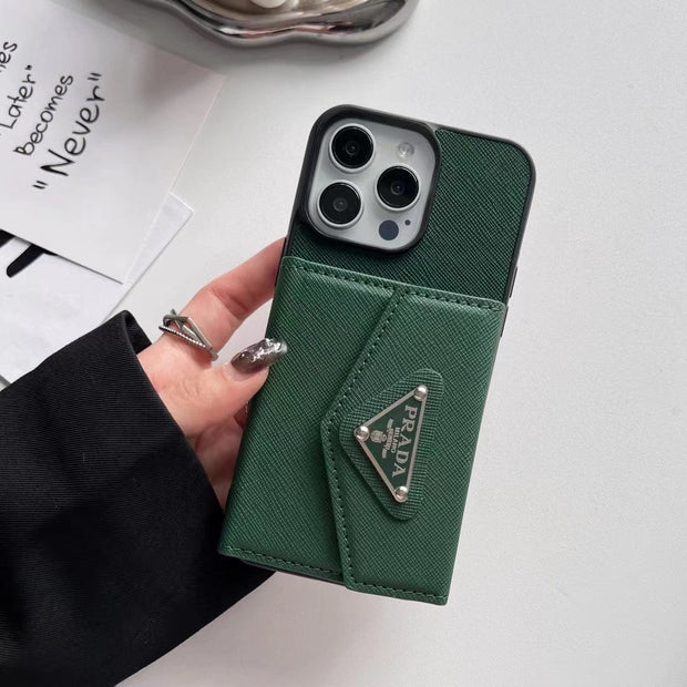 Looopix Prada-Inspired Designer iPhone Case with Card Holder – Available for iPhone 13 to iPhone 16