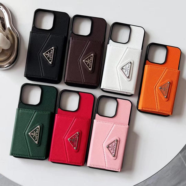 Looopix Prada-Inspired Designer iPhone Case with Card Holder – Available for iPhone 13 to iPhone 16