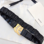 Looopix Premium Leather Black Gucci Belt - Golden Buckle