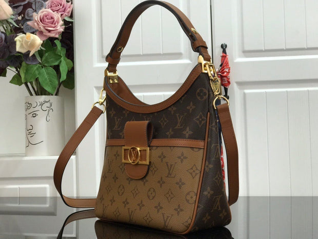 Looopix Real Leather Louis Vuitton Brown Monogram Handbag