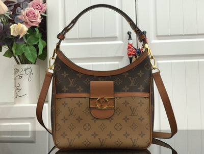 Looopix Real Leather Louis Vuitton Brown Monogram Handbag