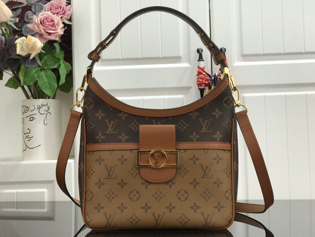 Looopix Real Leather Louis Vuitton Brown Monogram Handbag