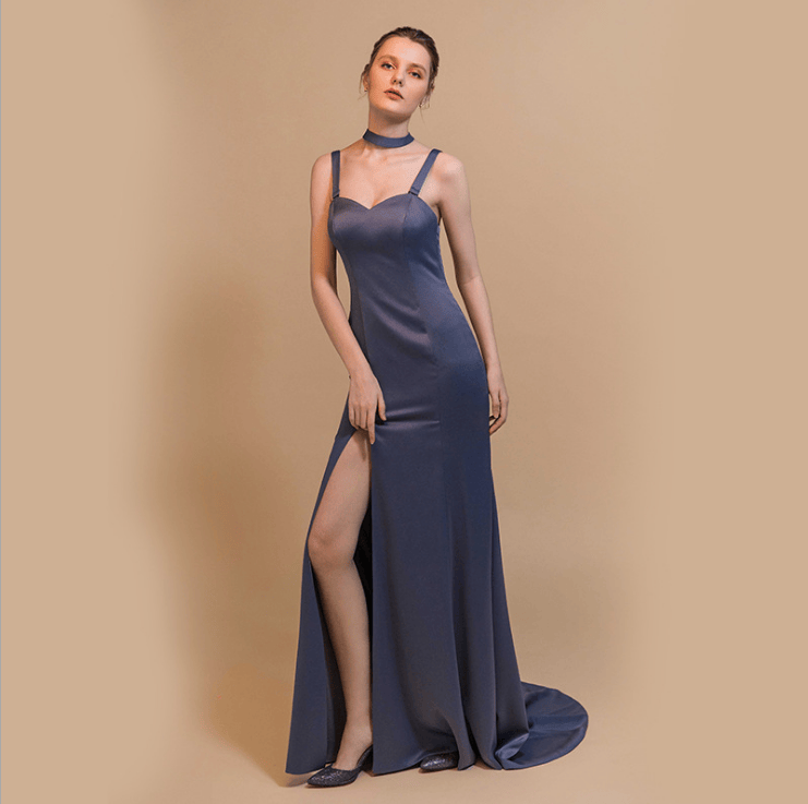 Looopix Slit Dress, Slit Maxi Dress, Spaghetti Strap Dress