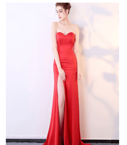 Looopix Slit Dress, Slit Maxi Dress, Spaghetti Strap Dress