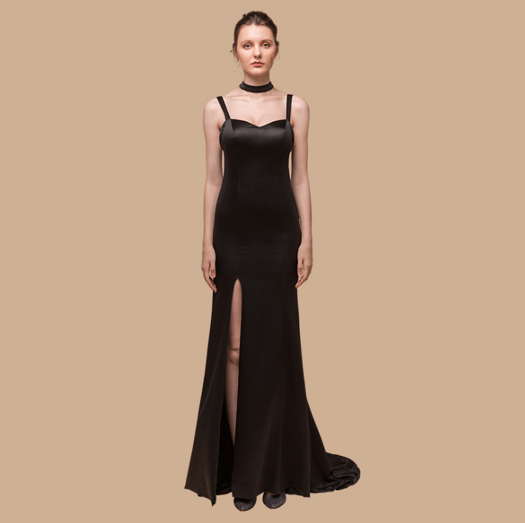 Looopix Slit Dress, Slit Maxi Dress, Spaghetti Strap Dress
