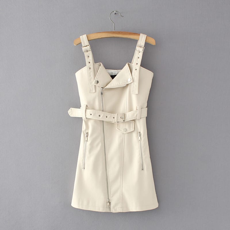 Looopix Strap Dress, PU Dress, Casual Dress