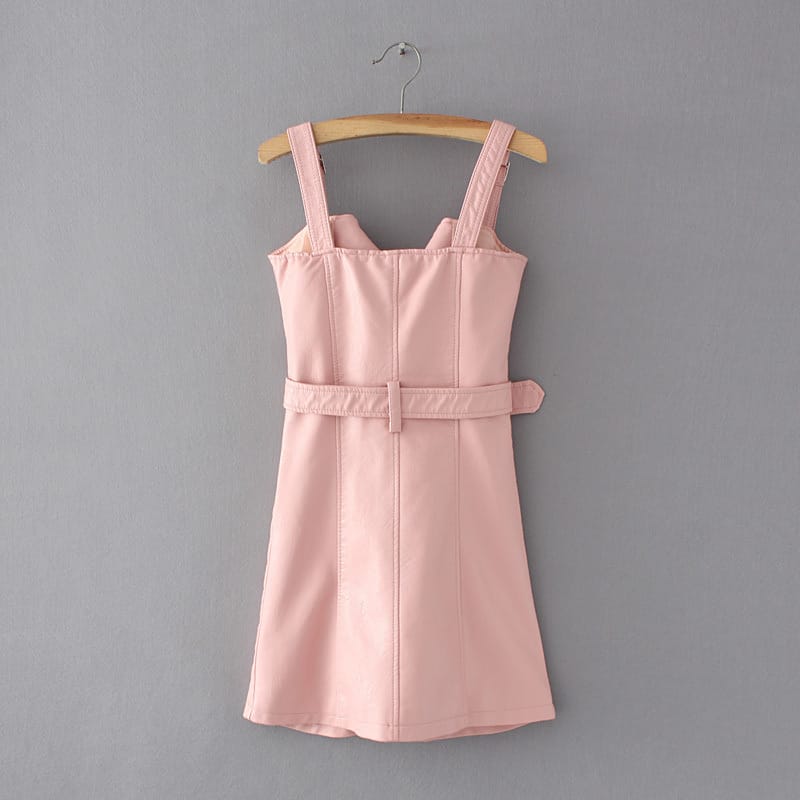 Looopix Strap Dress, PU Dress, Casual Dress
