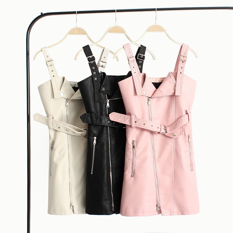 Looopix Strap Dress, PU Dress, Casual Dress