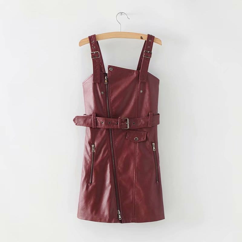 Looopix Strap Dress, PU Dress, Casual Dress