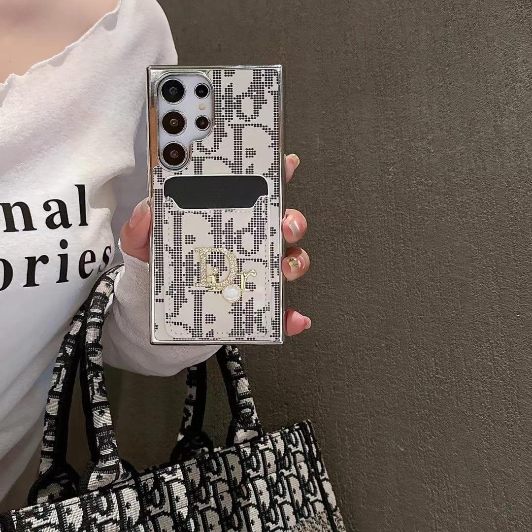Tunde Store Christian Dior Designer Phone Case with Card Holder for Samsung S23 and S24