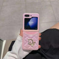 Tunde Store Dior-Inspired Quilted Samsung Z Flip Case with Card Holder – Available for Z Flip 3, 4, 5, and 6
