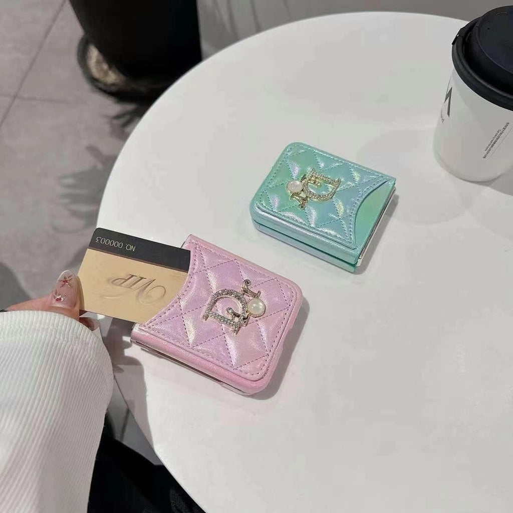 Tunde Store Dior-Inspired Quilted Samsung Z Flip Case with Card Holder – Available for Z Flip 3, 4, 5, and 6