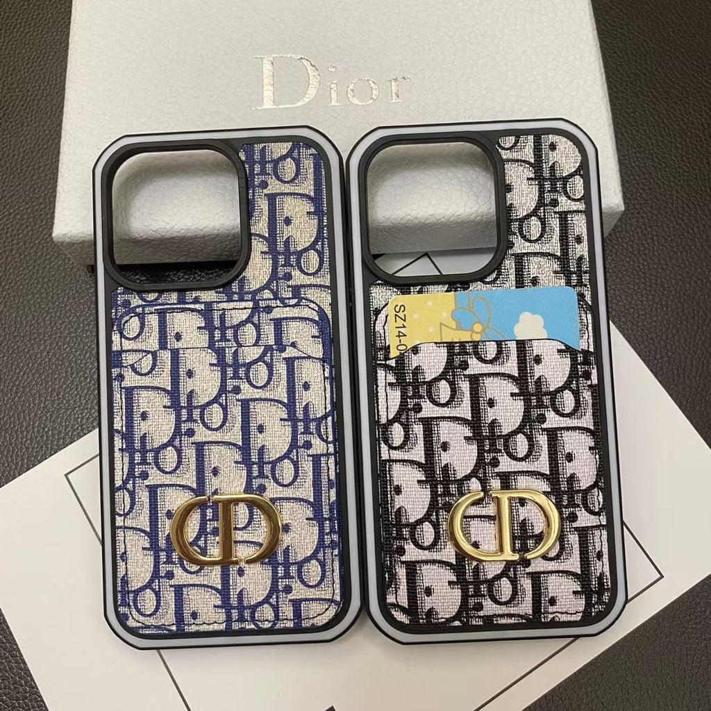 Tunde Store Dior Monogram iPhone Cases with Card Holder - Dual Design Collection