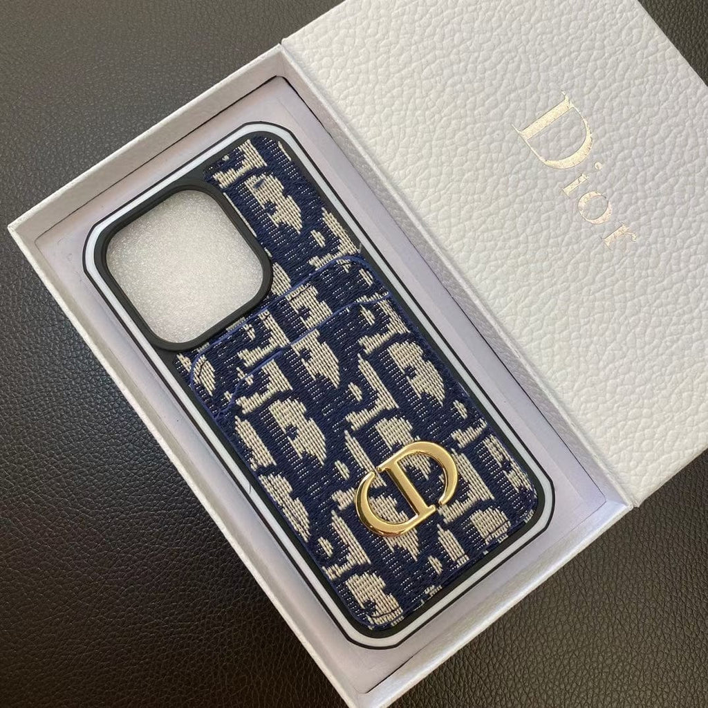 Tunde Store Dior Monogram iPhone Cases with Gold "CD" Logo and Card Holder - Signature Series