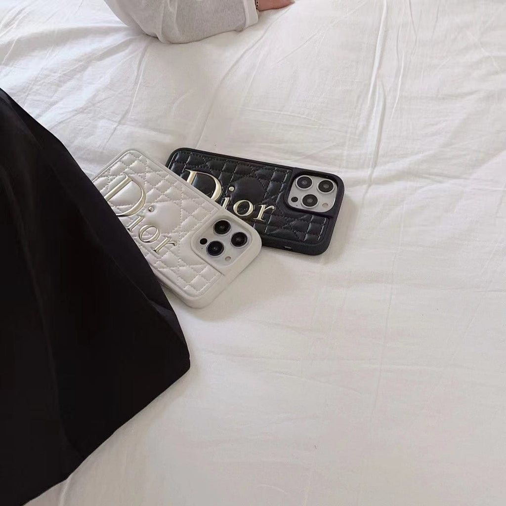 Tunde Store Dior Quilted Leather iPhone Cases with Embossed Logo