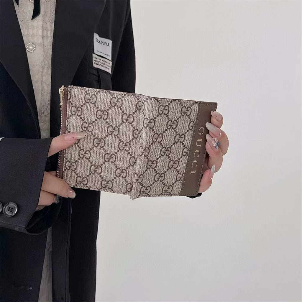 Tunde Store Gucci Monogram Zip Wallet with Gold Logo – Bifold Design