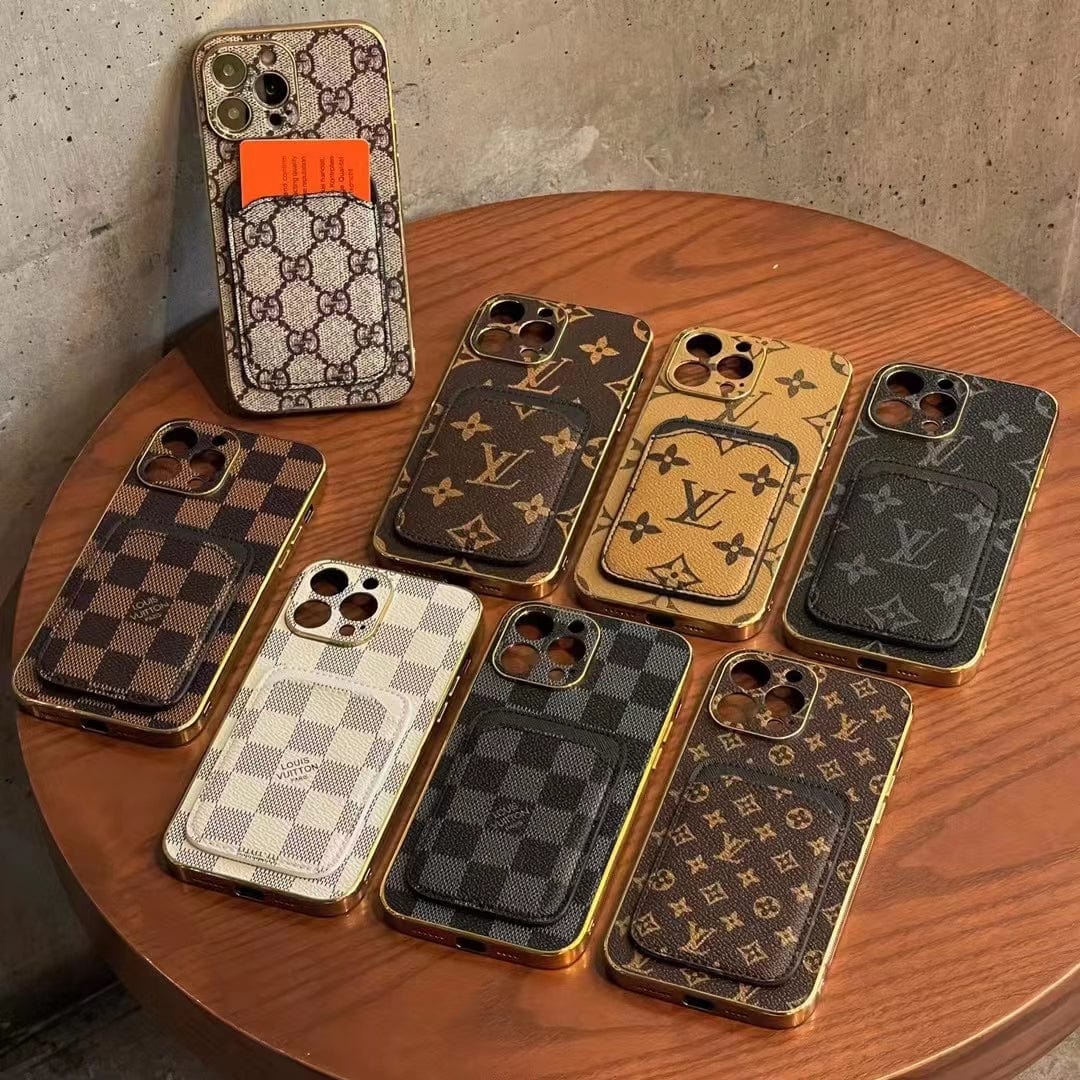 Tunde Store iPhone 12 - 15 Pro Max Leather Case With Card Holder Pocket