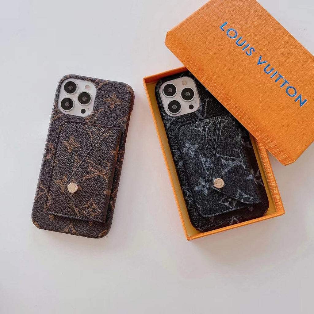 Tunde Store Louis Vuitton Leather Back Pocket Phone Case for iPhone 14