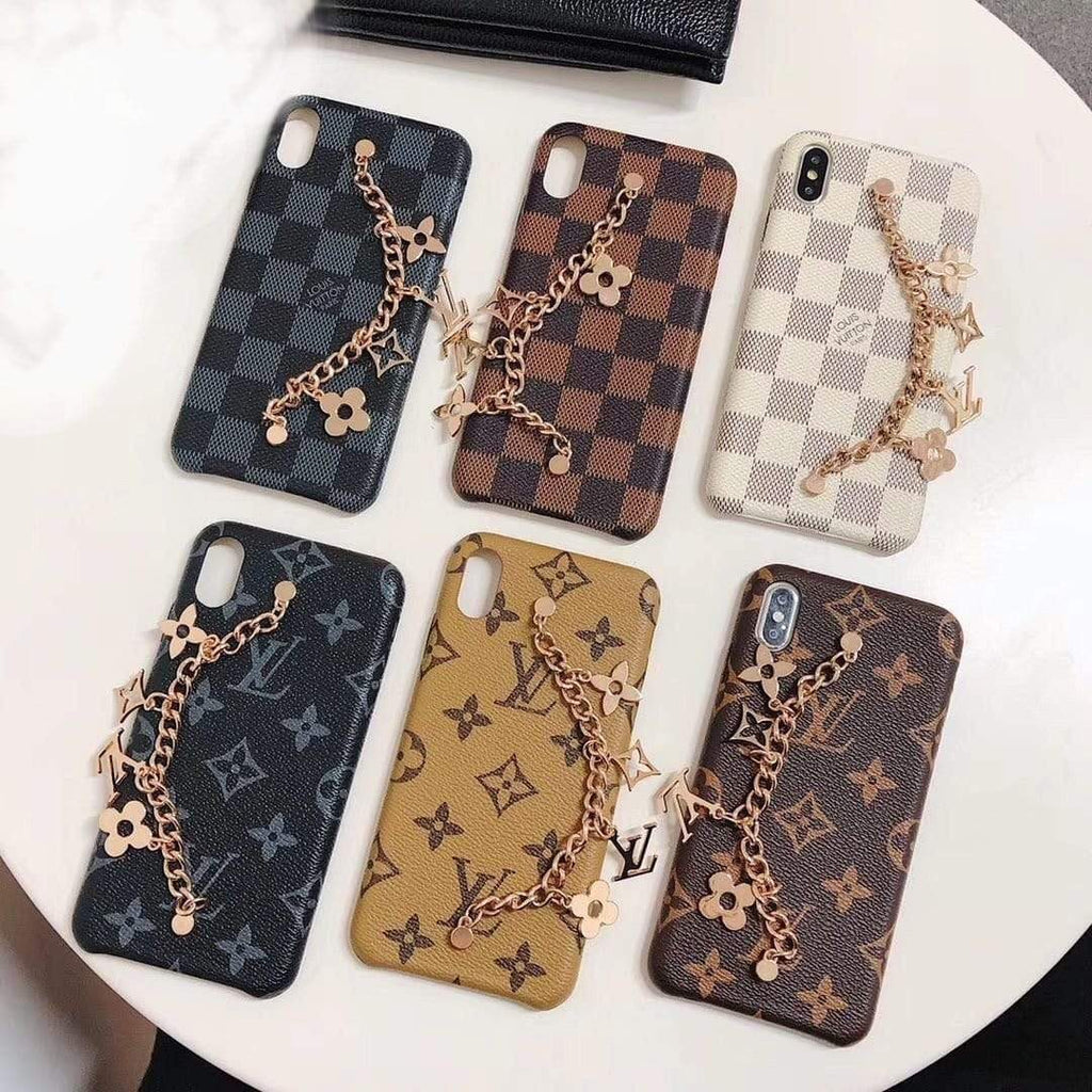 Tunde Store Louis Vuitton Leather Phone Cases With Straps for iPhone 14